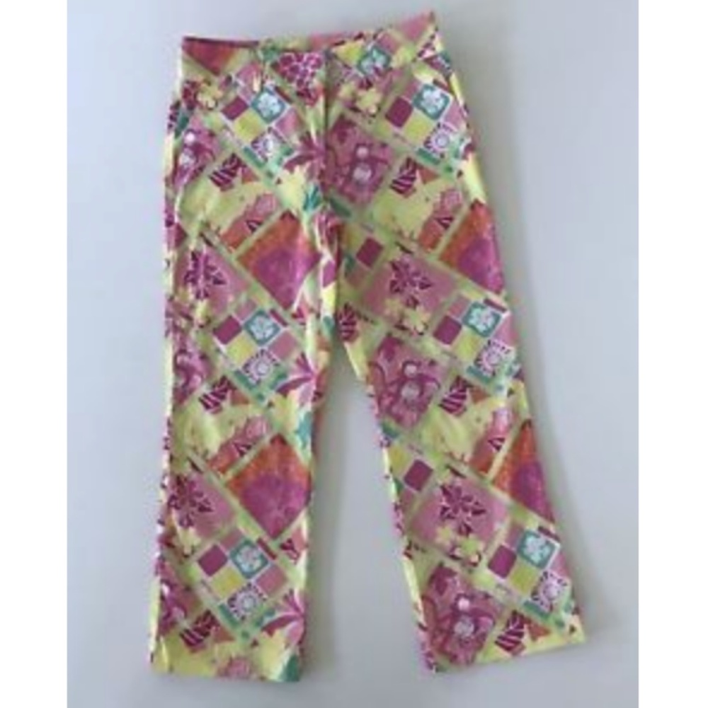 Lilly Pulitzer Capri Pants Stretch Patchwork Flora